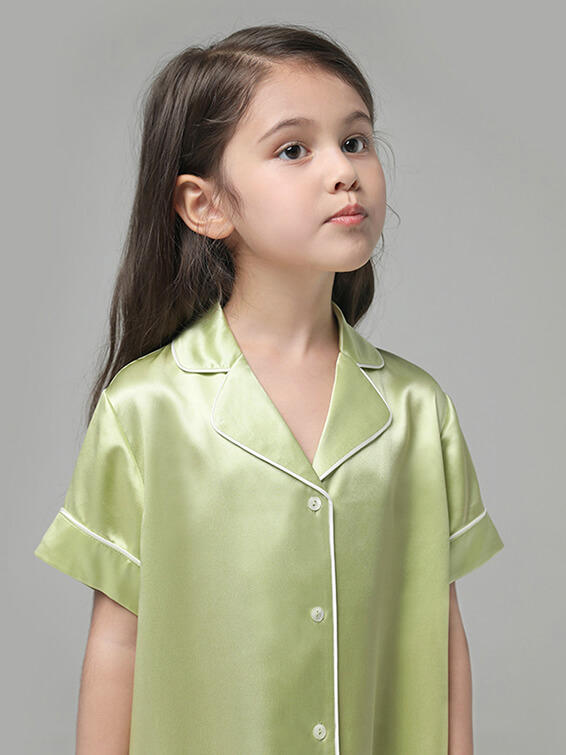 19 Momme Cute Button Up Silk Sleep Shirts For Girls